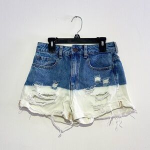 PacSun Blue and White Distressed Jean Shorts
